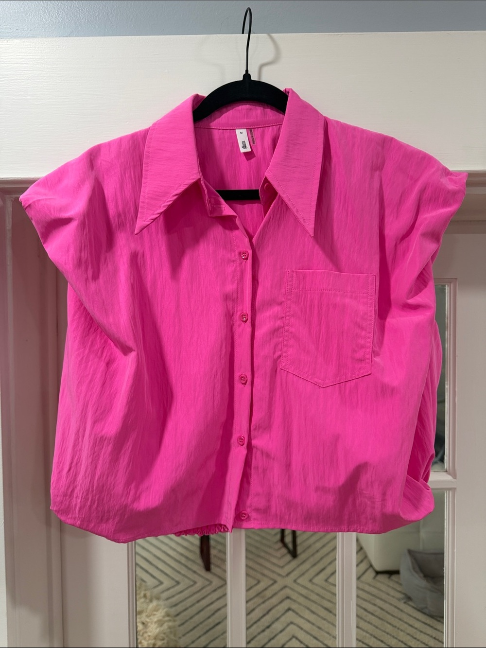 Glam Hot Pink Short-Sleeve Button-Front Shirt
